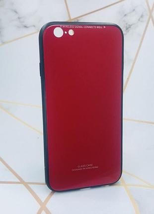 Силиконовый чехол glass case со стеклянной задней панелью для iphone 6 6s красный