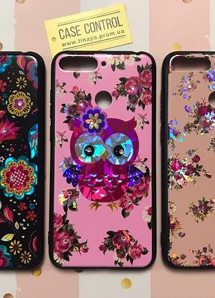 Глянцевий чохол з блискітками (середина пластик, боки гумові) для huawei y6(2018) / y6 prime 2018