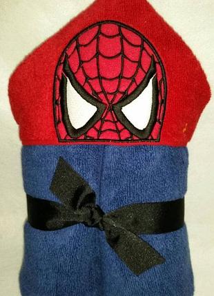 Детское полотенце с капюшоном/игрушка. спайдермен/человек-паук/spider-man вышивка 140см х 70см