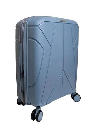 Дорожный чемодан на колесиках полипропилен голубой арт.8073 l.blue (s) (китай)