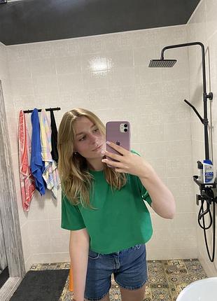 Зелена коротка футболка zara