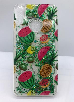 Силиконовый чехол с переливающимися блестками для huawei y7 2019 / y7 prime 2019 фрукты