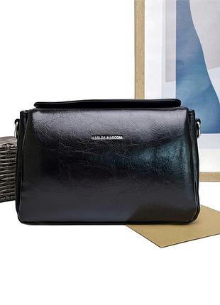 Модная женская сумка искусственная кожа черный арт.hx020 black karlos marconi (китай)