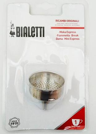 Фільтр-воронка для гейзерних кавоварок bialetti алюмінієві моделі оригінальне пакування, на 1 чашку 4,6 см.