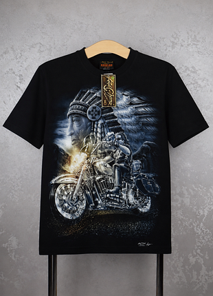 Футболка rock chang indian motorcycle мужская (светится в темноте) бодрящая черная оригинал размер m