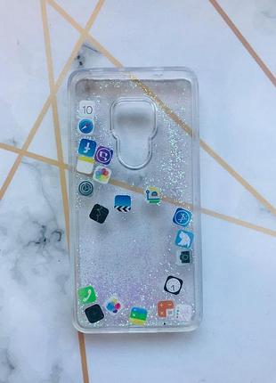 Прозорий силіконовий чохол з плаваючими іконками додатків для huawei mate 20 срібло