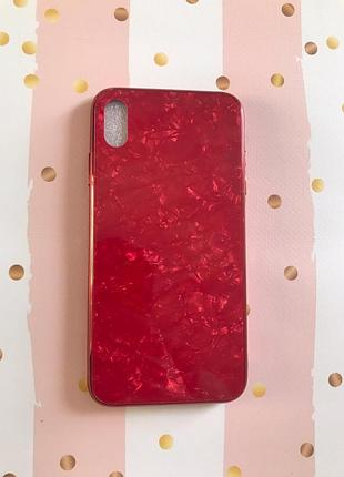 Силіконовий чохол "мармур блискучий" для iphone xs max червоний