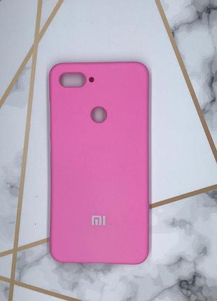 Силиконовый матовый чехол silicone case для xiaomi мі 8 lite ярко-розовый