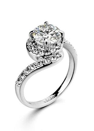 Кольцо бижутерия с камнями swarovski 16й размер