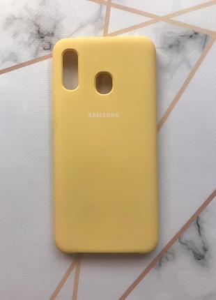 Силиконовый чехол silicone case для samsung galaxy а30(2019)/а20(2019) жёлтый