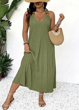 Сукня довга кольору хакі shein