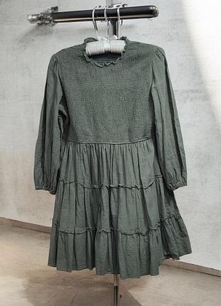 Женское платье из коттона с длинным рукавом оливкового цвета роз. xxl
