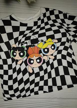 Укорочена футболка оверзайз the powerpuff girl