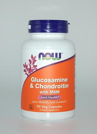 Глюкозамін, хондроітин та мсм, glucosamine & chondroitin with msm, now foods, 90 капсул