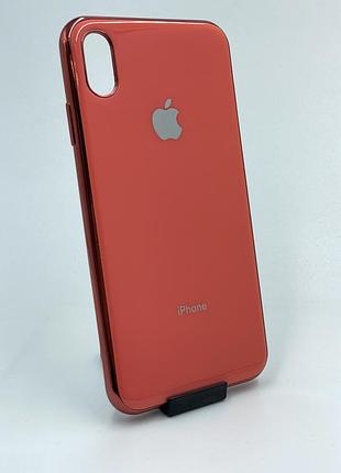 Силиконовый глянцевый чехол с логотипом для iphone xs max оранжевый розовый