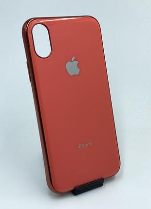 Силиконовый глянцевый чехол с логотипом для iphone x / xs оранжевый