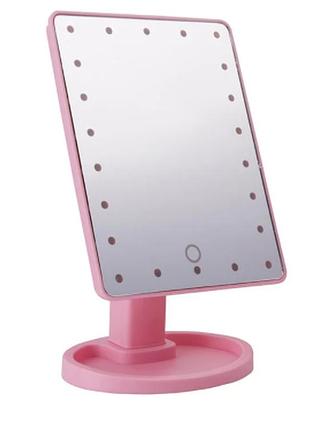 Настольное зеркало для макияжа с led подсветкой, прямоугольное, 22 светодиода