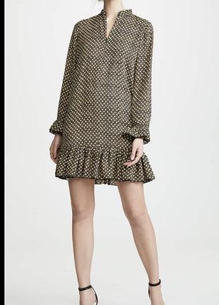 Сукня-туніка вільного крою від maison scotch в розмірі м, геометричний принт, довгий рукав, рюші