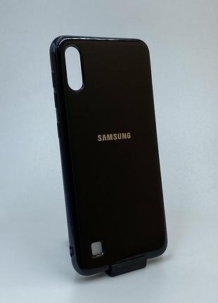 Силиконовый глянцевый чехол с логотипом для samsung galaxy а10 (2019) а105 чёрный