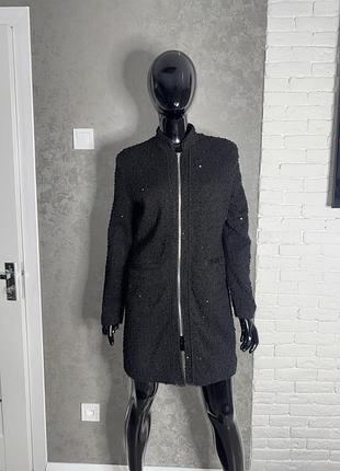 Подовжений кардиган декорований паєтками піджак на змійці creation.  xl 50р
