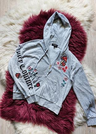 🩷💛💜 неймовірно красива велюрова кофта худі juicy couture з паєтками і вишивкою