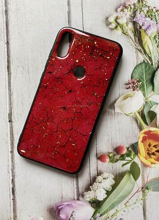 Силиконовый чехол с блёстками для xiaomi redmi play красный