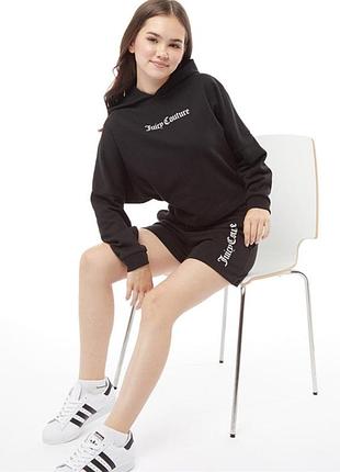 Худи juicy couture с капюшоном, кроп, летучая мышь».
