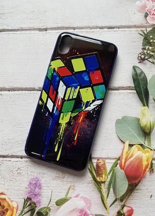 Защитный глянцевый чехол с рисунком для xiaomi redmi 7a квадрат