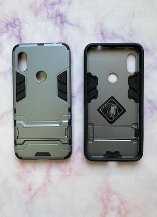Силиконовый противоударный чехол с подставкой transformer для xiaomi redmi note 6 pro серый
