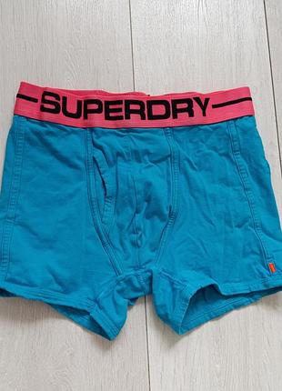 Голубые трусы мужские базовые боксерки коттоновые superdry s c 8 36 44