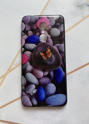 Защитный глянцевый чехол с рисунком для xiaomi redmi 5 бабочка на камне