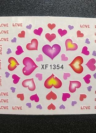 Наклейка на нігті, наклейка для нігтів, нігтьовий дизайн "серце love 20 шт набір xf1354