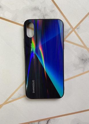 Защитный глянцевый чехол gradient для iphone x / xs синий