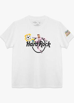 Футболка белая хлопковая унисекс hard rock messi мужская женская тешка