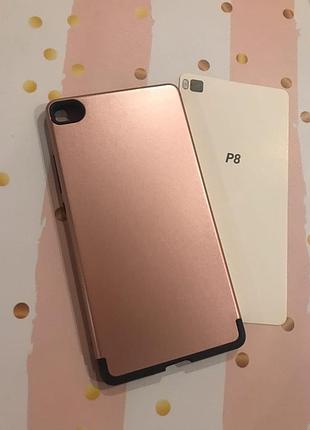 Силиконовый чехол с пластиковой накладкой (двойная защита) для huawei p8 золотой