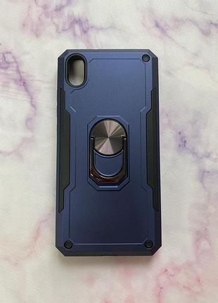 Силиконовый чехол hard defence series с кольцом-подставкой для xiaomi redmi 7a синий