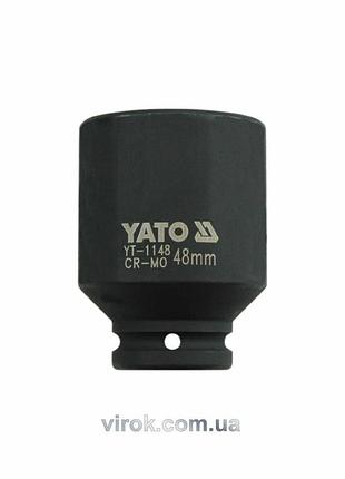 Головка торцева ударна 6-гранна yato : подовжена, квадрат 3/4", м= 48 мм, l= 90 мм [2/8]