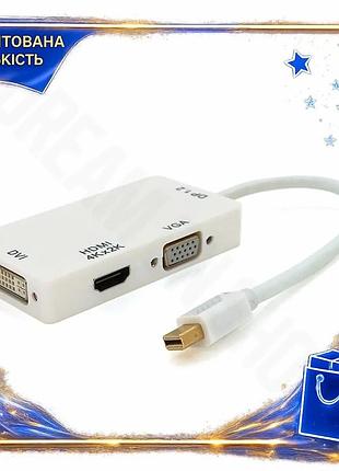 Конвертер mini display port на hdmi vga dvi 30 см voltronic 4k универсальный адаптер для ноутбука и пк dm-11