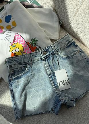 Джинсові шорти із серцями zara❤️