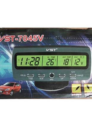 Автомобильные электронные часы vst-7045v с вольтметром.