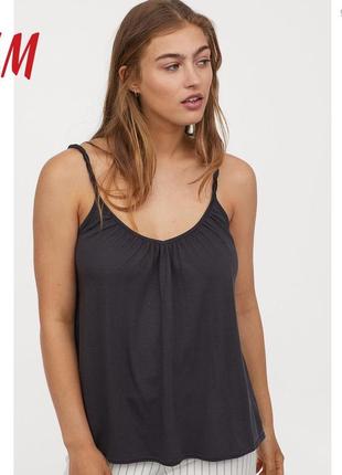 🌿базовая майка с вышитыми бретелями h&m топ на тонких бретельках