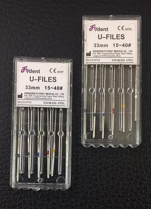 U-files зелені flydent ss 33 mm 6 шт. #15-40 сталь