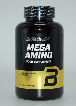 Аминокислоты, mega amino, biotech 100 таблеток