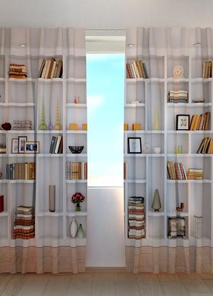 Фотоштора wellmiх белый книжный шкаф
