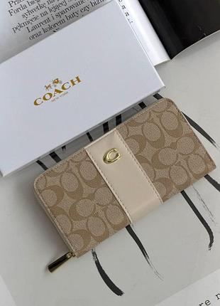 Кошелек 19х10 см с монетницей на молнии женский портмоне coach кожаный бумажник в коробочке от коуч