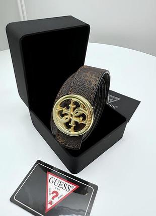 Жіночий пояс до 110 см в коробці ремінь зі шкіри від guess шкіряний широкий пасок гесс для жінки коричневий