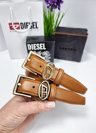 Женский кожаный пояс до 120см с металлической пряжкой diesel ремень от дизель широкий ремень в коробке для женщины