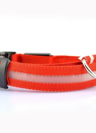 Ошейник с led подсветкой красный pets collar s