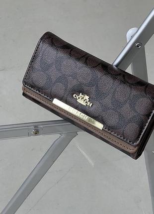 Женский кожаный портмоне 20х10 см на магните кошелек coach бумажник от коуч