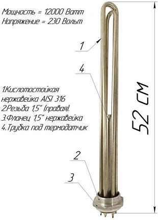 Блок-тэн 12,0 квт 1,5" нержавейка